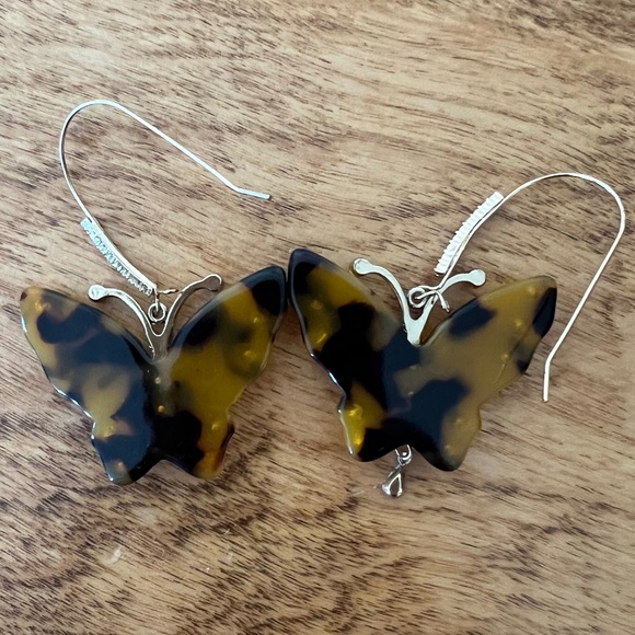Gold-Tone Tortoise-Look Butterfly Drop Earrings - Picture 3 of 4